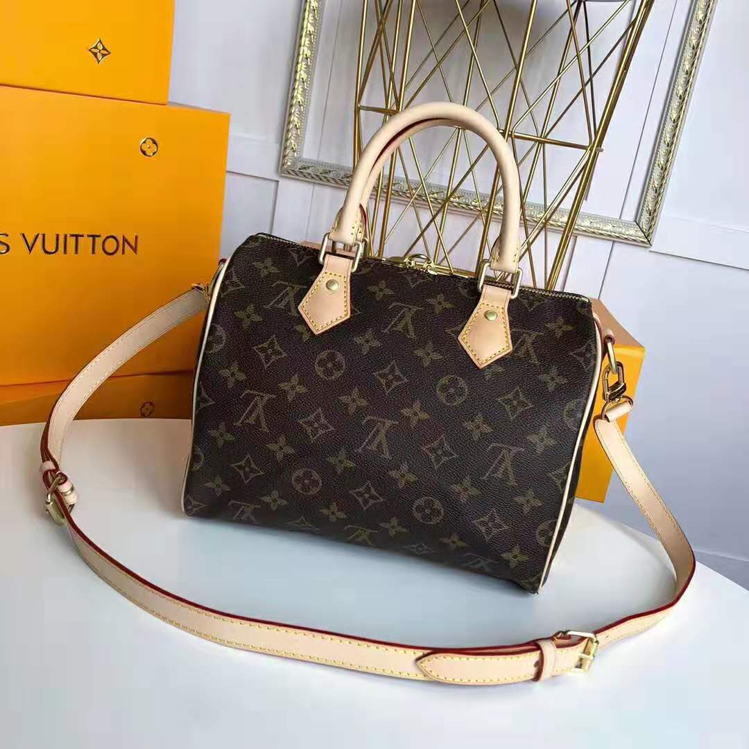 Louis Vuitton Lv Women Speedy 25 Bag In Monogram Coated Canvas Brown ...
