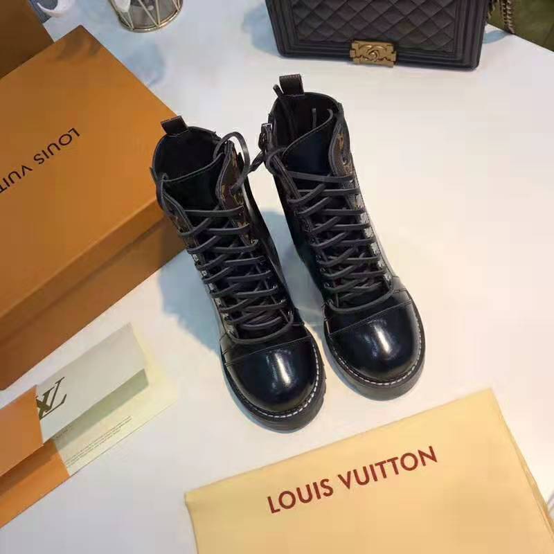 Louis Vuitton Women's Star Trail Ankle Boots Monogram Canvas and Leather  with Suede Black 2371751