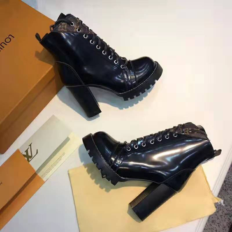 Louis Vuitton LV Women Star Trail Ankle Boot in Black Glazed Calf ...