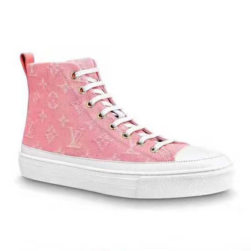 Louis Vuitton LV Women Stellar Sneaker Boot in Pink Monogram Denim