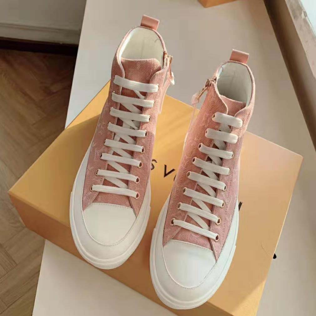 Louis Vuitton Stellar Sneaker Boot Pink & White Wms Sz 40 US 10 High  Top Dubraes