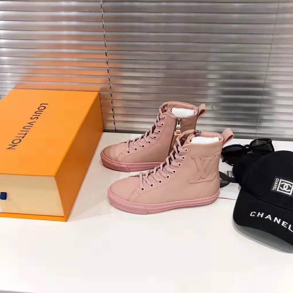 Louis Vuitton LV Women Stellar Sneaker Boot in Soft Pink Calfskin Leather -  LULUX