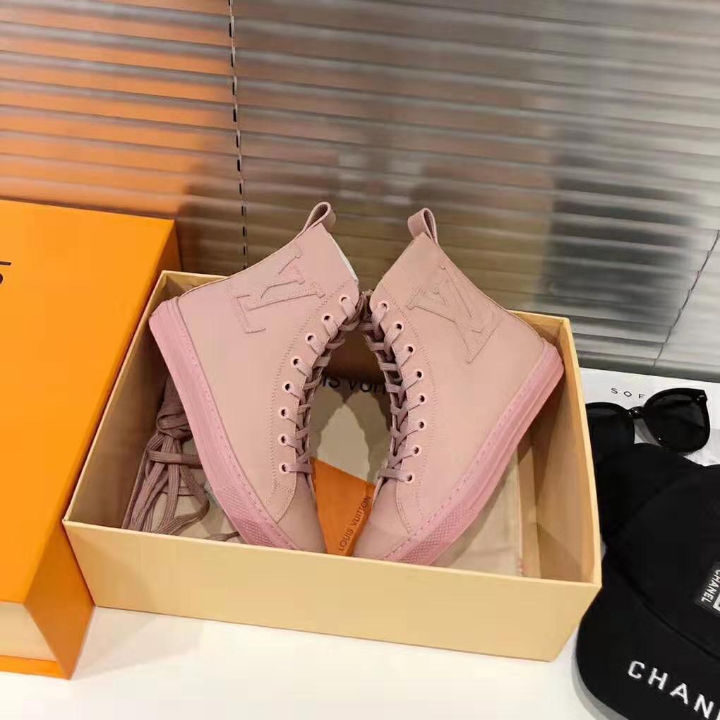 Louis Vuitton LV Women Stellar Sneaker Boot in Soft Pink Calfskin Leather - LULUX