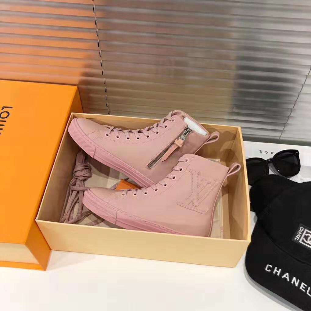 Louis Vuitton LV Women Stellar Sneaker Boot in Soft Pink Calfskin Leather - LULUX