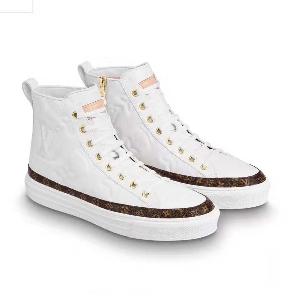 Louis Vuitton LV Women Stellar Sneaker Boot in Soft White Calfskin Leather  - LULUX