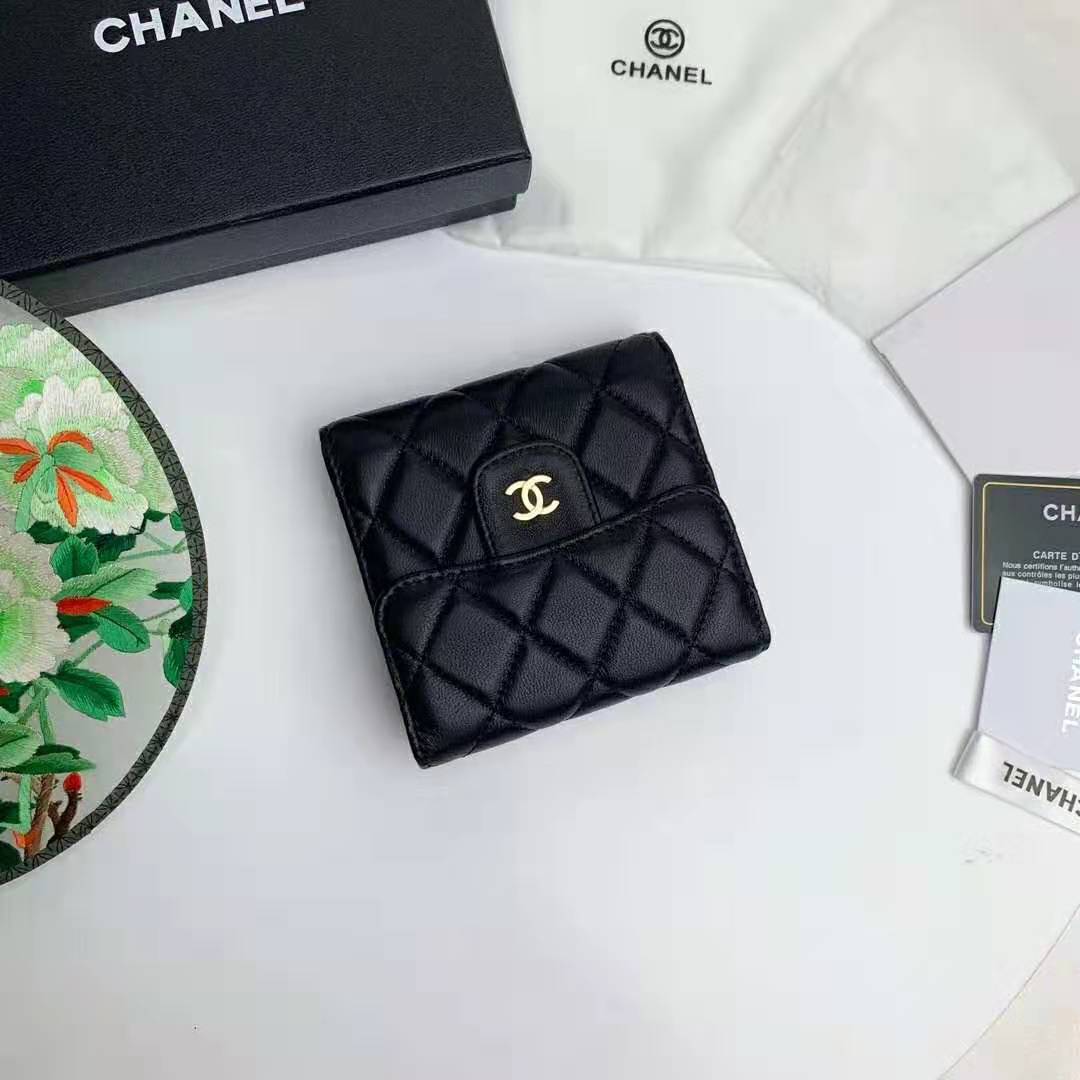 Chanel Women Classic Small Flap Wallet in Lambskin & Gold-Tone Metal ...