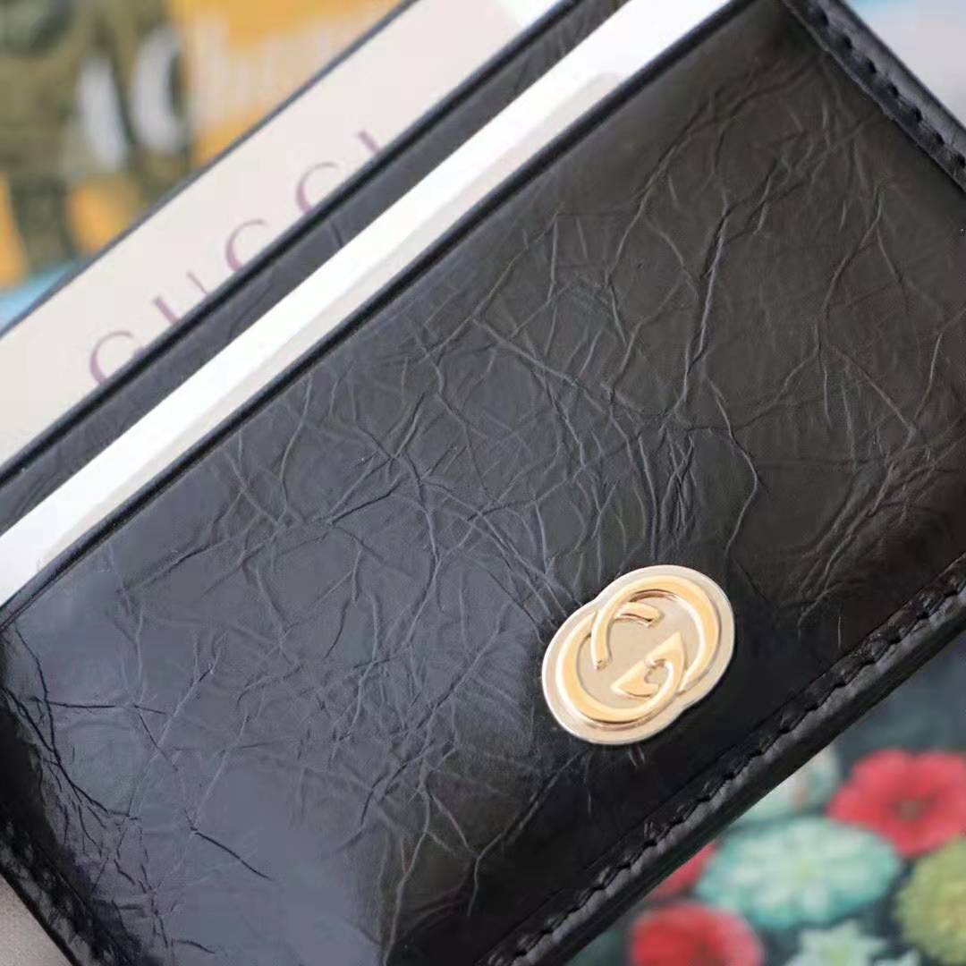 Gucci GG Men Card Case with Interlocking G in Black Soft