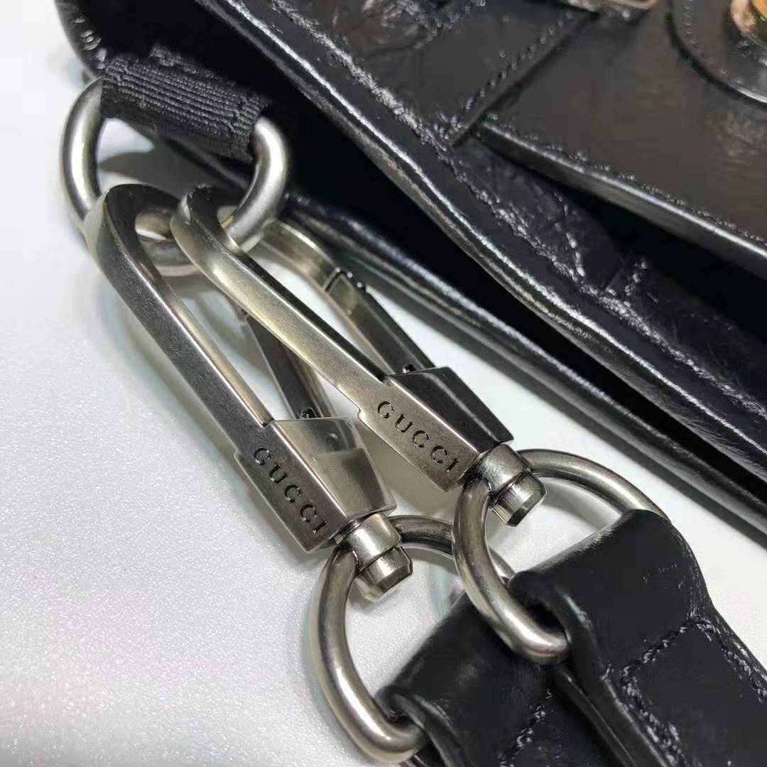 Gucci GG Men Medium Soft Leather Messenger Bag in Soft Black Leather - LULUX