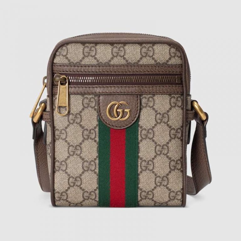 Gucci GG Men Ophidia GG Shoulder Bag in Beige/Ebony GG Supreme Canvas ...