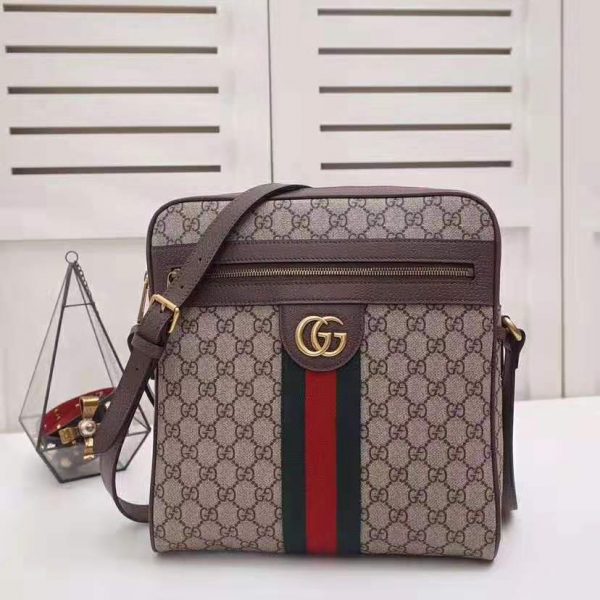 Gucci Gg Men Ophidia Gg Small Messenger Bag In Beige Ebony