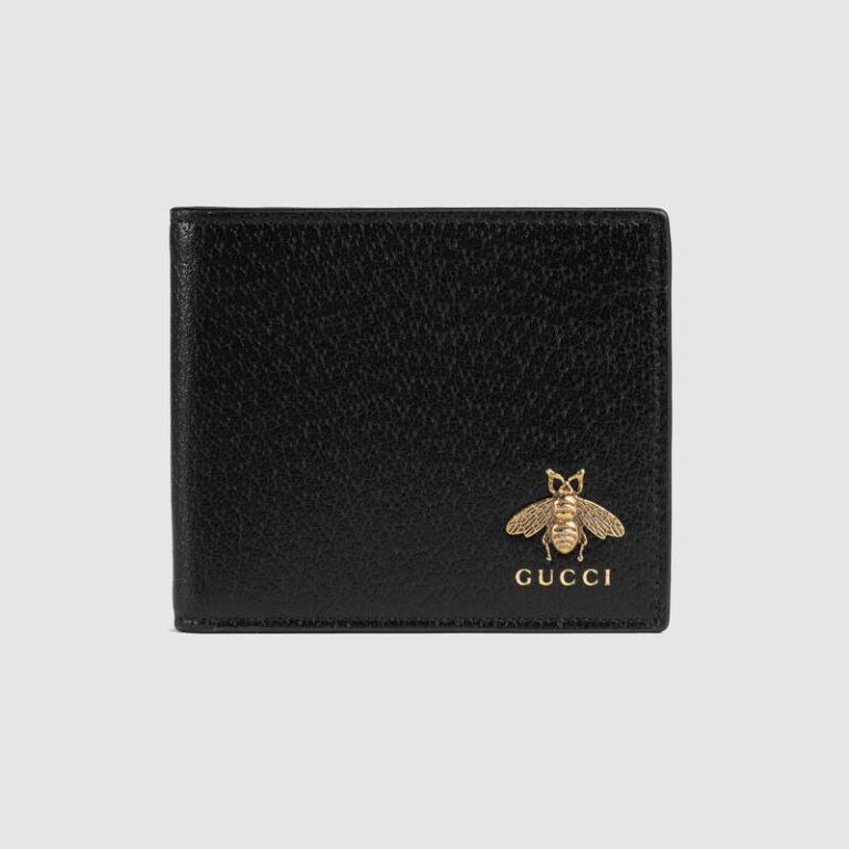 Gucci GG Unisex Animalier Leather Card Case in Black Leather - LULUX