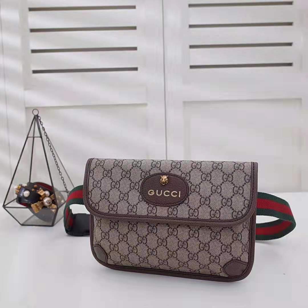 Gucci GG Unisex GG Supreme Belt Bag in Beige/Ebony GG Supreme Canvas ...