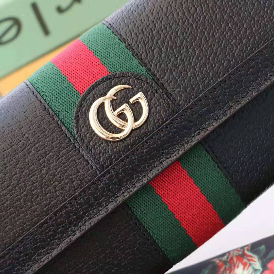 Gucci GG Unisex Ophidia Continental Wallet in Black Leather - LULUX
