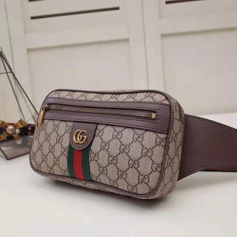 Gucci GG Unisex Ophidia GG Belt Bag in Beige/Ebony Soft GG Supreme