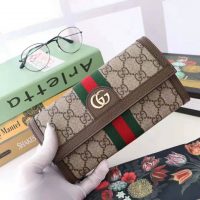 Gucci GG Unisex Ophidia GG Continental Wallet in BeigeEbony GG Supreme Canvas (1)