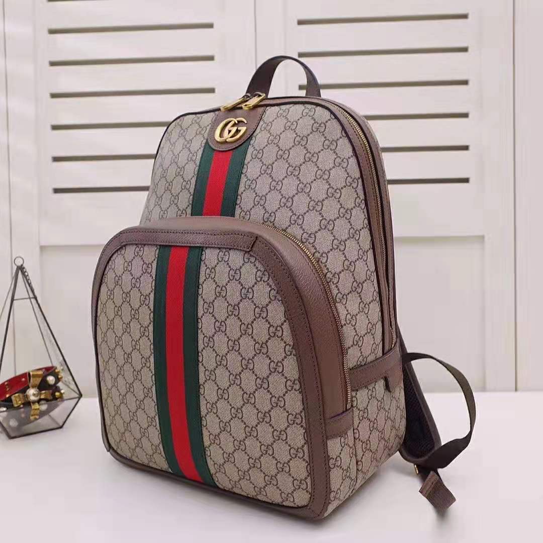 Gucci GG Unisex Ophidia GG Medium Backpack in Beige/Ebony GG Supreme ...