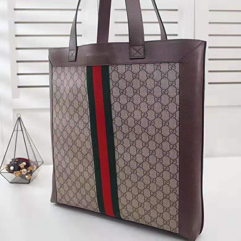 Gucci GG Unisex Ophidia Soft GG Supreme Large Tote in Beige/Ebony GG ...
