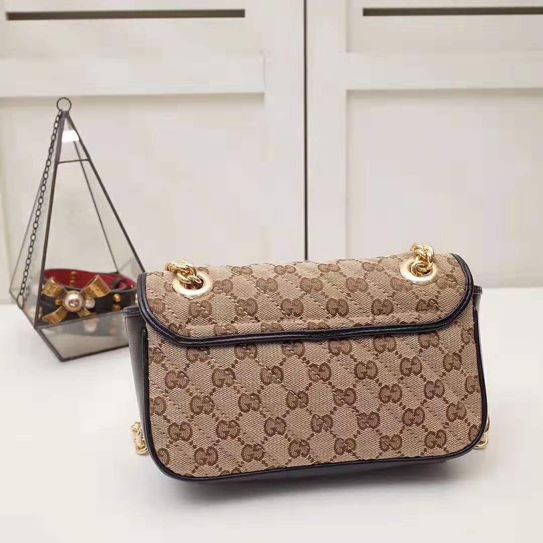 Gucci GG Women GG Marmont Mini Bag in Beige/Ebony Original GG Canvas - LULUX
