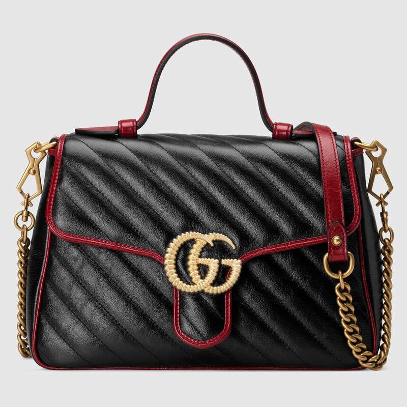  Gucci  GG Women GG Marmont  Small Top  Handle  Bag in Black 