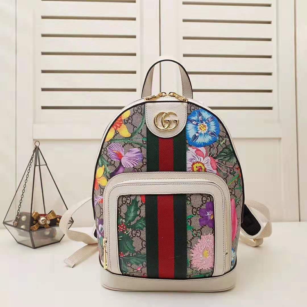 Gucci Small GG Supreme Flora Ophidia Backpack 547965 Multiple colors Cloth  ref.824163 - Joli Closet