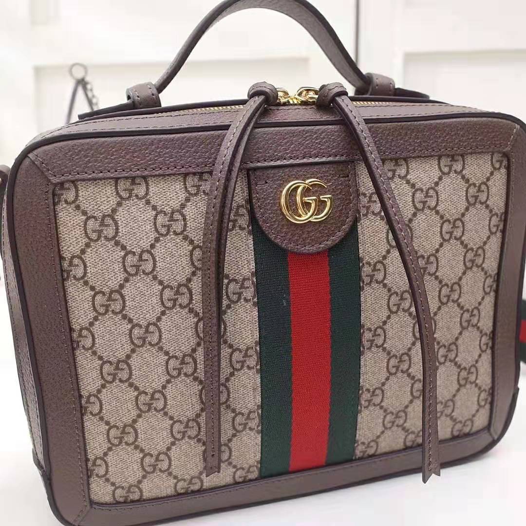Gucci GG Women Ophidia Small GG Shoulder Bag in Beige/Ebony GG Supreme