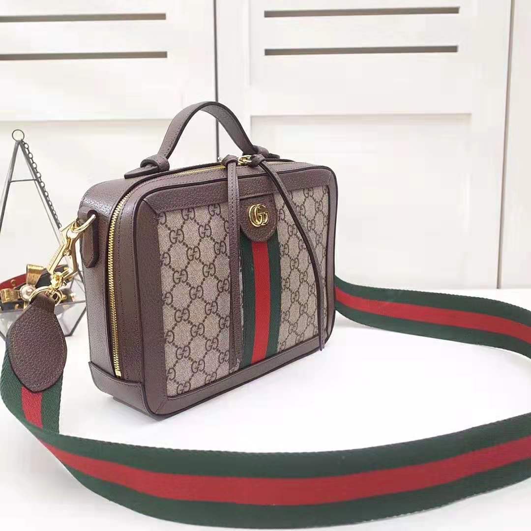 Gucci GG Women Ophidia Small GG Shoulder Bag in Beige/Ebony GG Supreme