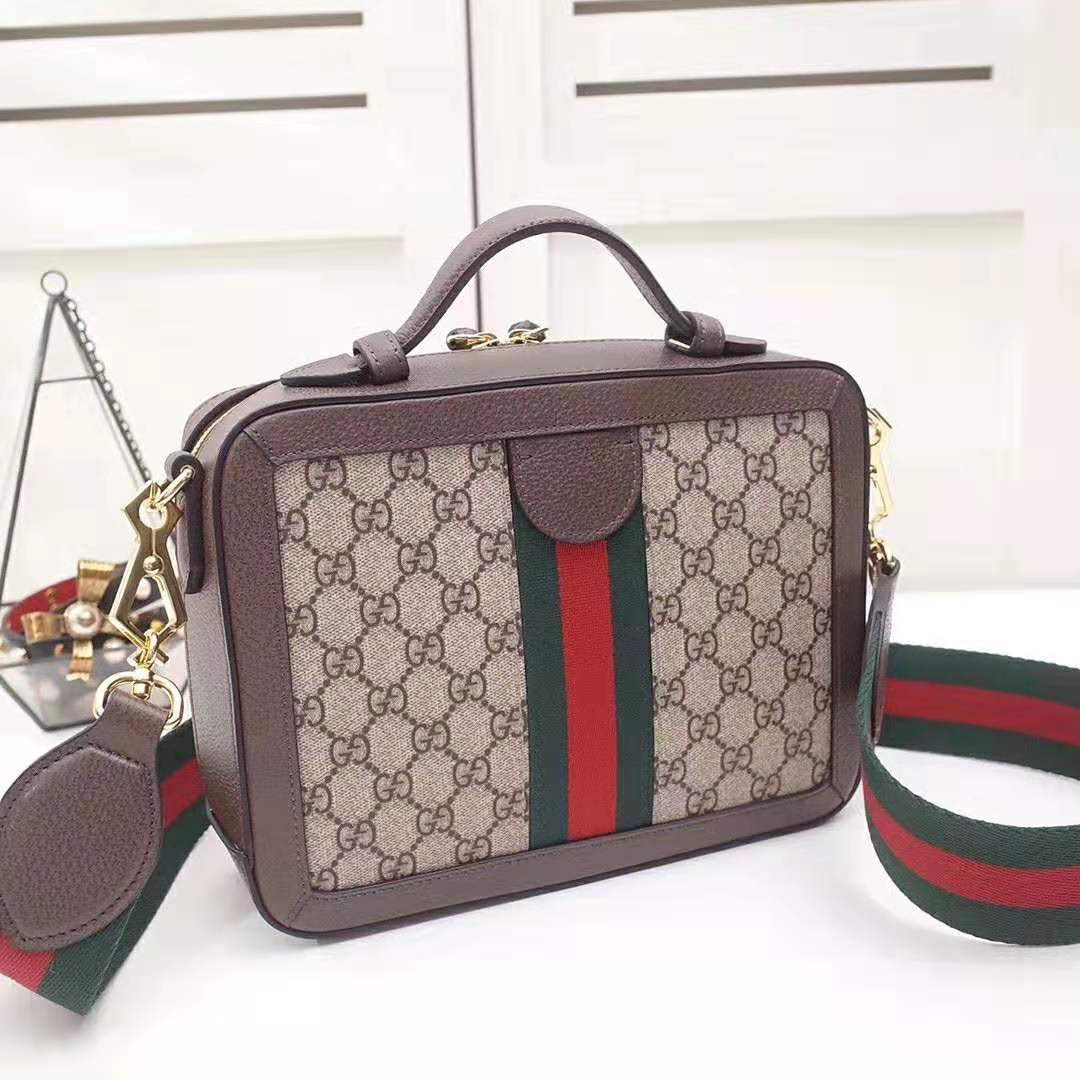 Gucci GG Women Ophidia Small GG Shoulder Bag in Beige/Ebony GG Supreme Canvas - LULUX