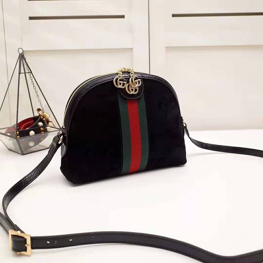 Gucci GG Women Ophidia Small Shoulder Bag in Black Suede Leather - LULUX