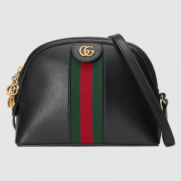 black gucci purse with green and red strap
