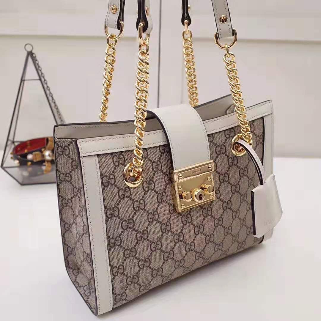 Gucci GG Women Padlock GG Small Shoulder Bag in Beige/Ebony GG Supreme Canvas - LULUX