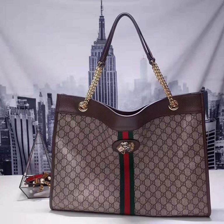 Gucci Women Exclusive Rajah GG Tote in Beige/Ebony GG Supreme Canvas ...