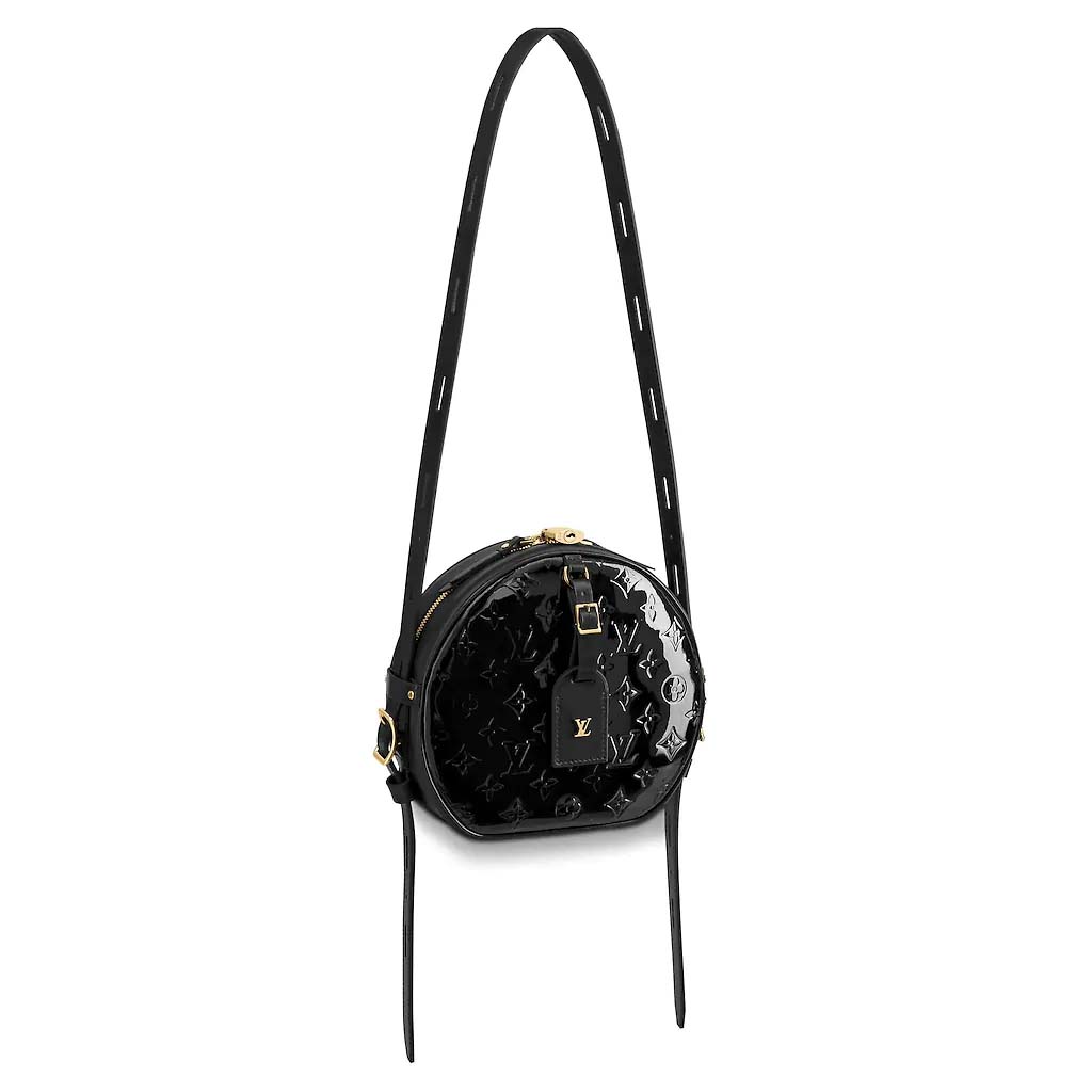 Louis Vuitton LV Women Boite Chapeau Souple Handbag in Glossy Monogram Vernis Embossed Patent ...