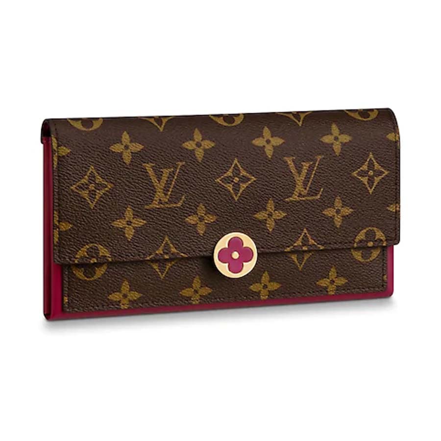 Louis Vuitton LV Women Flore Wallet in Monogram Coated Canvas and Calf Leather - LULUX