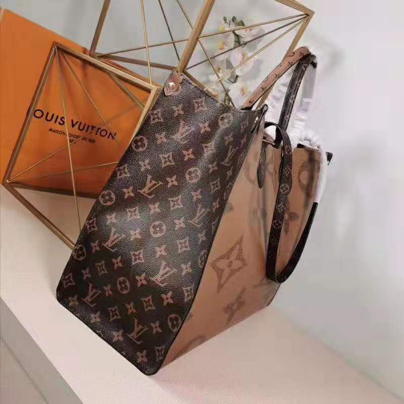 Louis Vuitton LV Women Onthego Tote Bag in Monogram Giant Canvas-Brown - LULUX