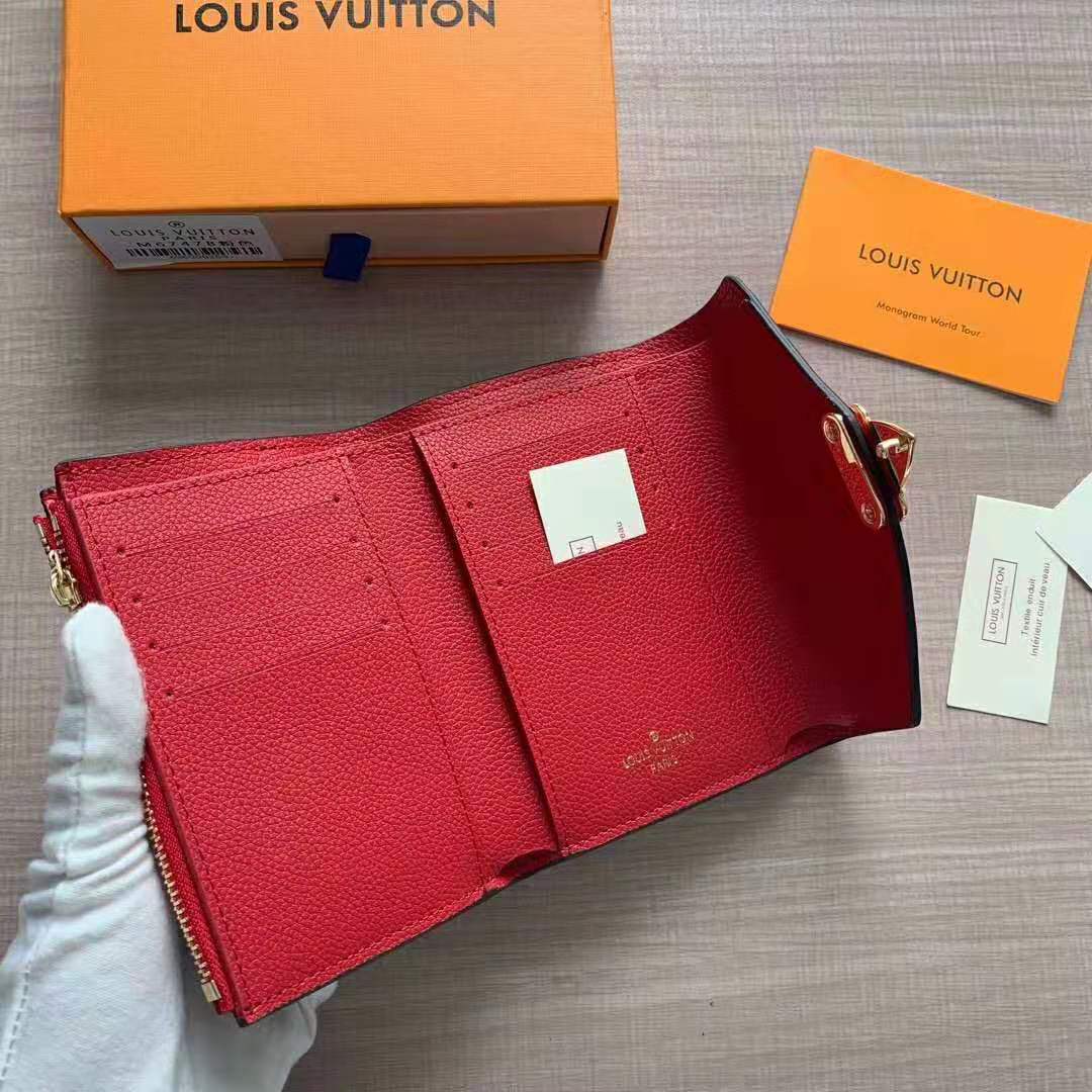 Louis Vuitton LV Women Pallas Compact Wallet in Monogram Canvas with Colored Calf Leather - LULUX