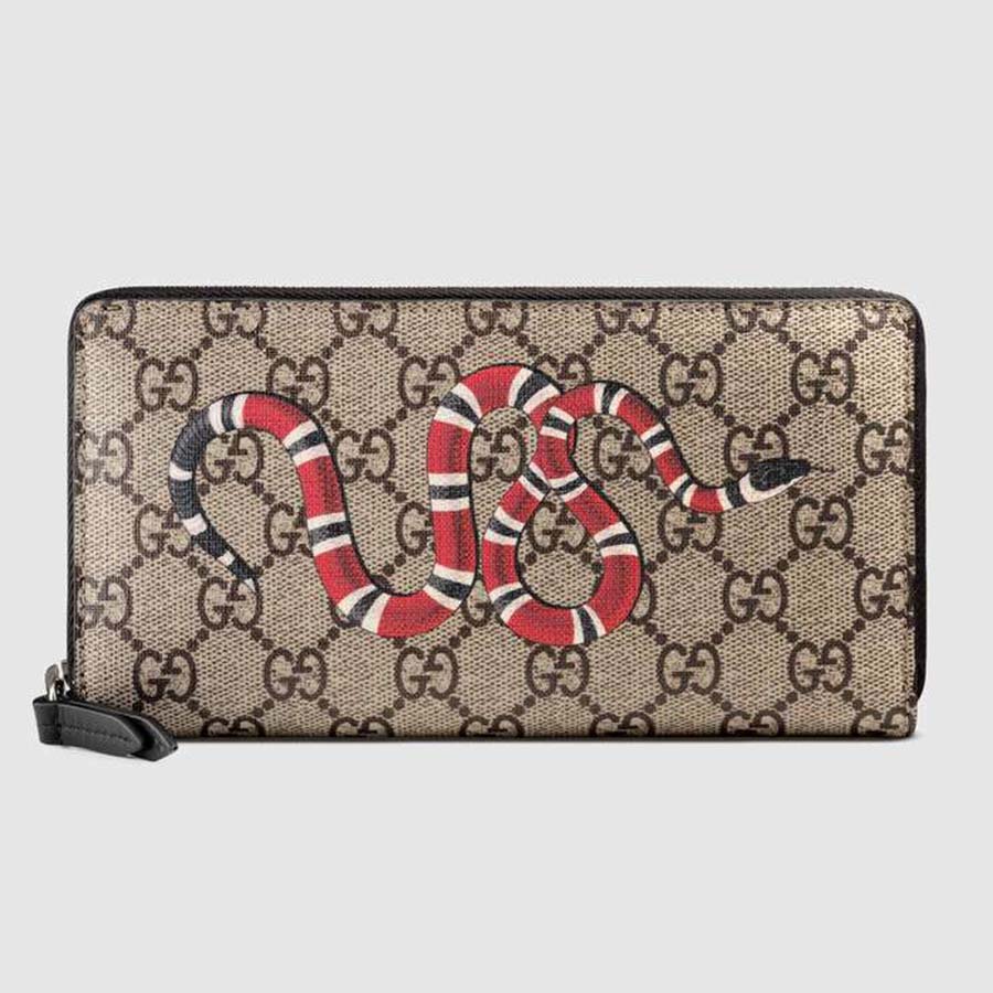 GUCCI long wallet Tiger GG Supreme 451273 round zipper tiger embroidered  print