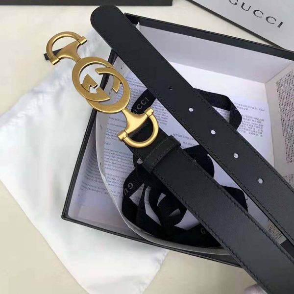 blød Forskelle Start Gucci Unisex Leather Belt with Interlocking G Horsebit-Black - LULUX