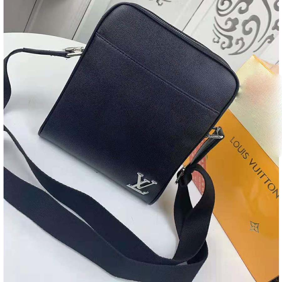 Louis Vuitton LV Men Alex Messenger Bag in Taiga Cowhide Leather-Navy ...