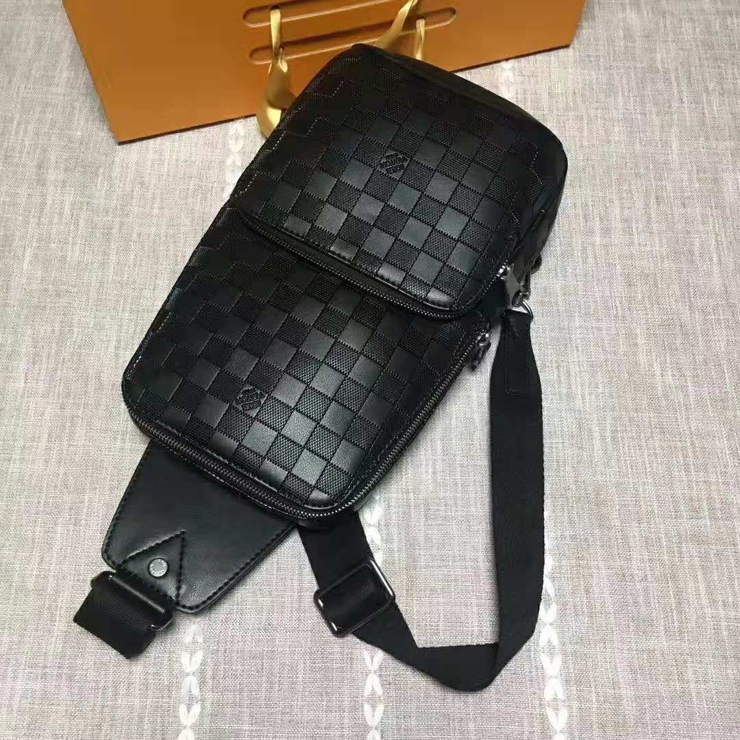 Louis Vuitton Black Leather Damier Infini Avenue Sling Bag 48lk54