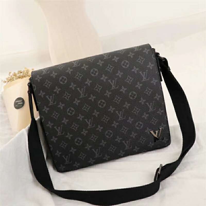 Louis+Vuitton+District+Monogram+Eclipse+Messenger+Bag+MM+Black+Canvas for  sale online