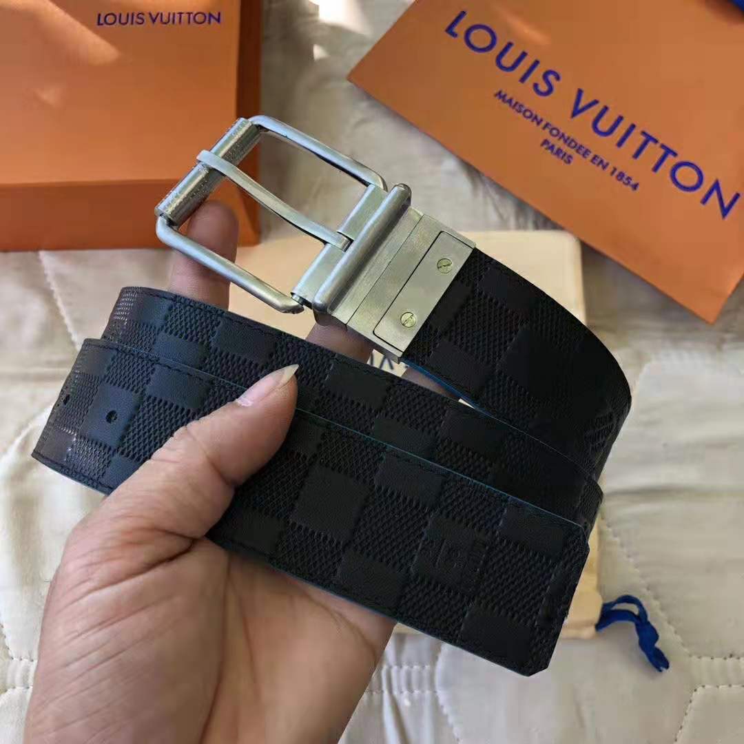Louis Vuitton Unisex LV Initiales 40 mm Reversible Belt Damier Graphite  Canvas Calf-Blue - LULUX