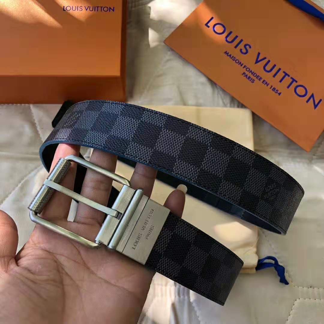 Louis Vuitton Reversible Brown Monogram Black Leather Men's Belt 40mm