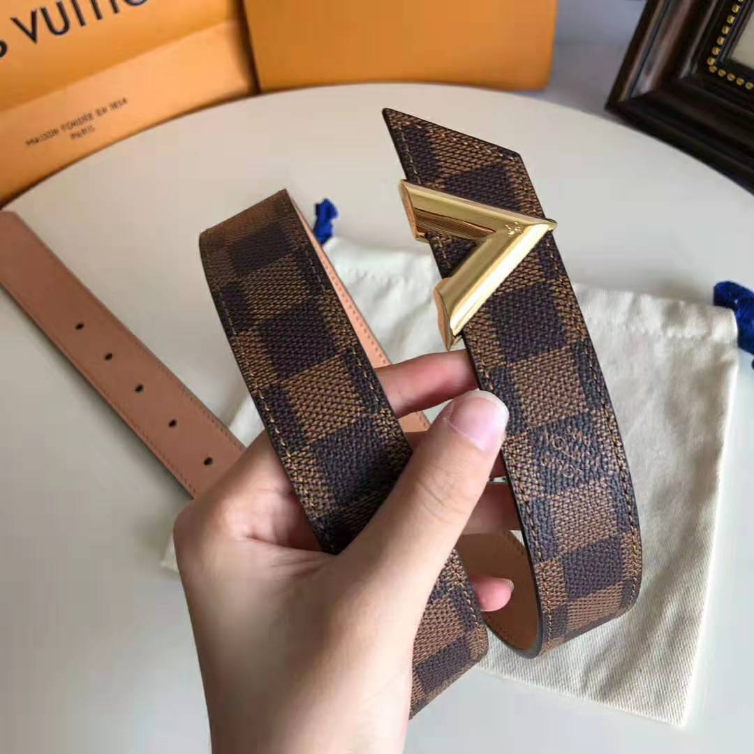 Louis Vuitton 30mm Damier Ebene Pattern Belt S