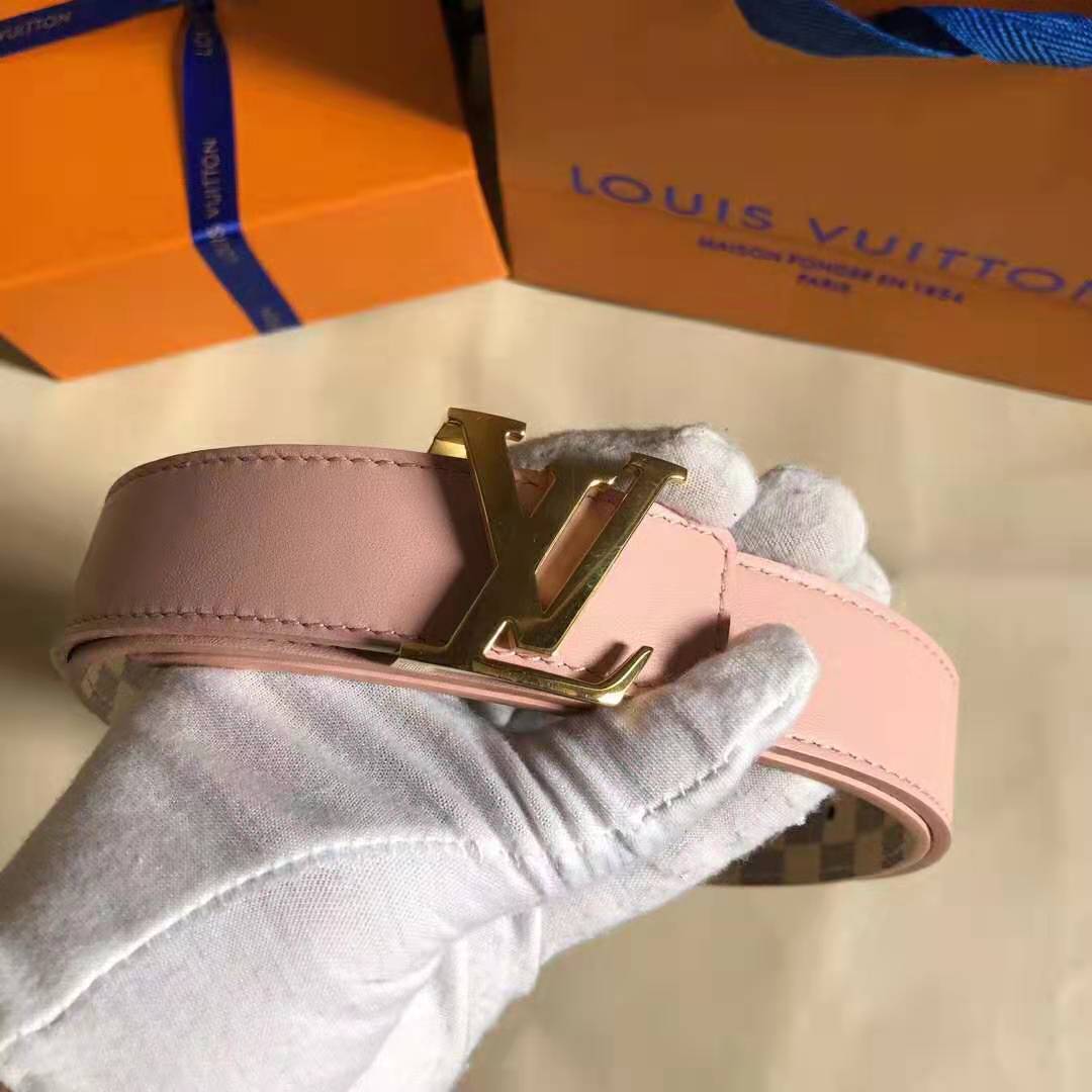 Louis Vuitton Belt LV Initiales Reversible Damier Azur 30MM Pink in Coated  Canvas/Leather with Gold-tone - US