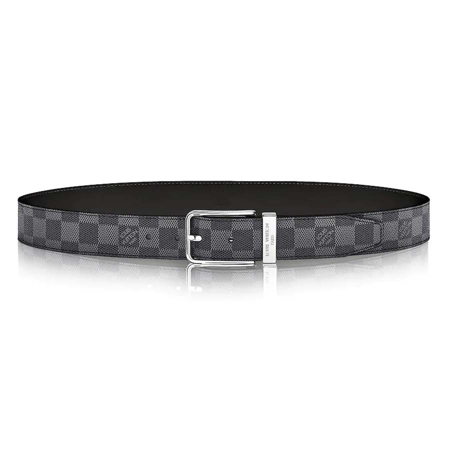 Louis Vuitton Pont Neuf Belt Damier Cobalt 35 MM Black Blue in Coated  Canvas with Silver-tone - IT