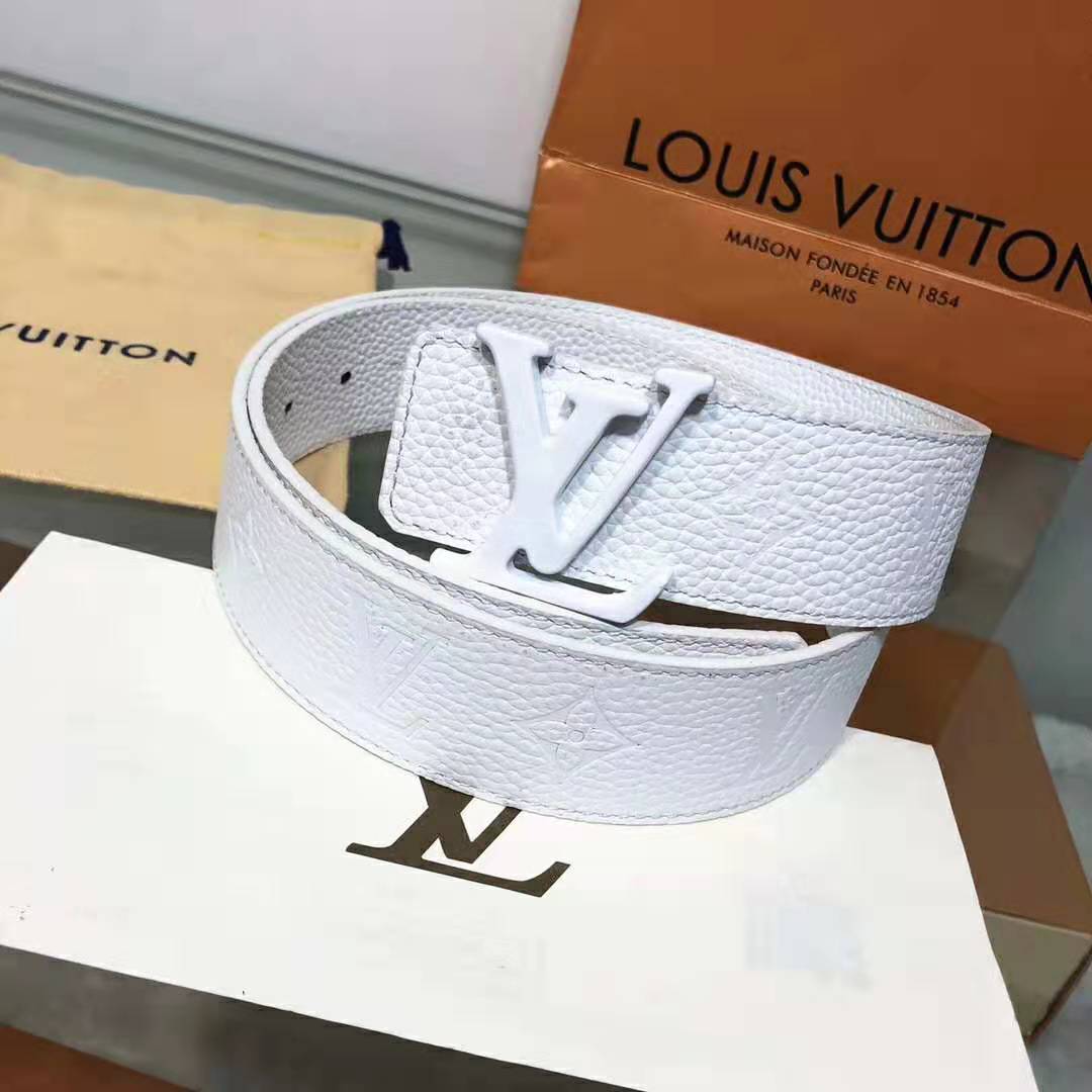 Louis Vuitton LV Shape Belt Embroidered 40MM Grey in Leather with  Silver-tone - US