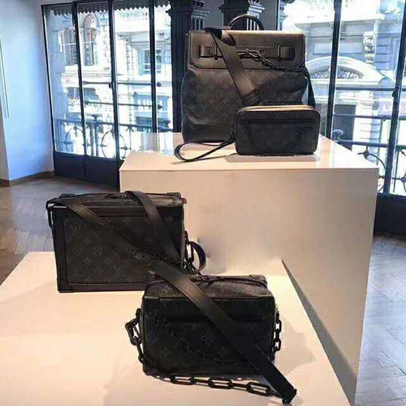 Louis Vuitton LV Unisex Mini Soft Trunk Bag in Monogram Eclipse Canvas and Chain - LULUX