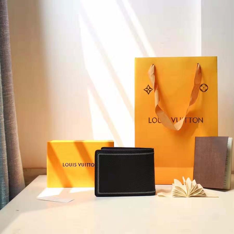 Louis Vuitton LV Unisex Multiple Wallet in Taurillon Leather-Black - LULUX