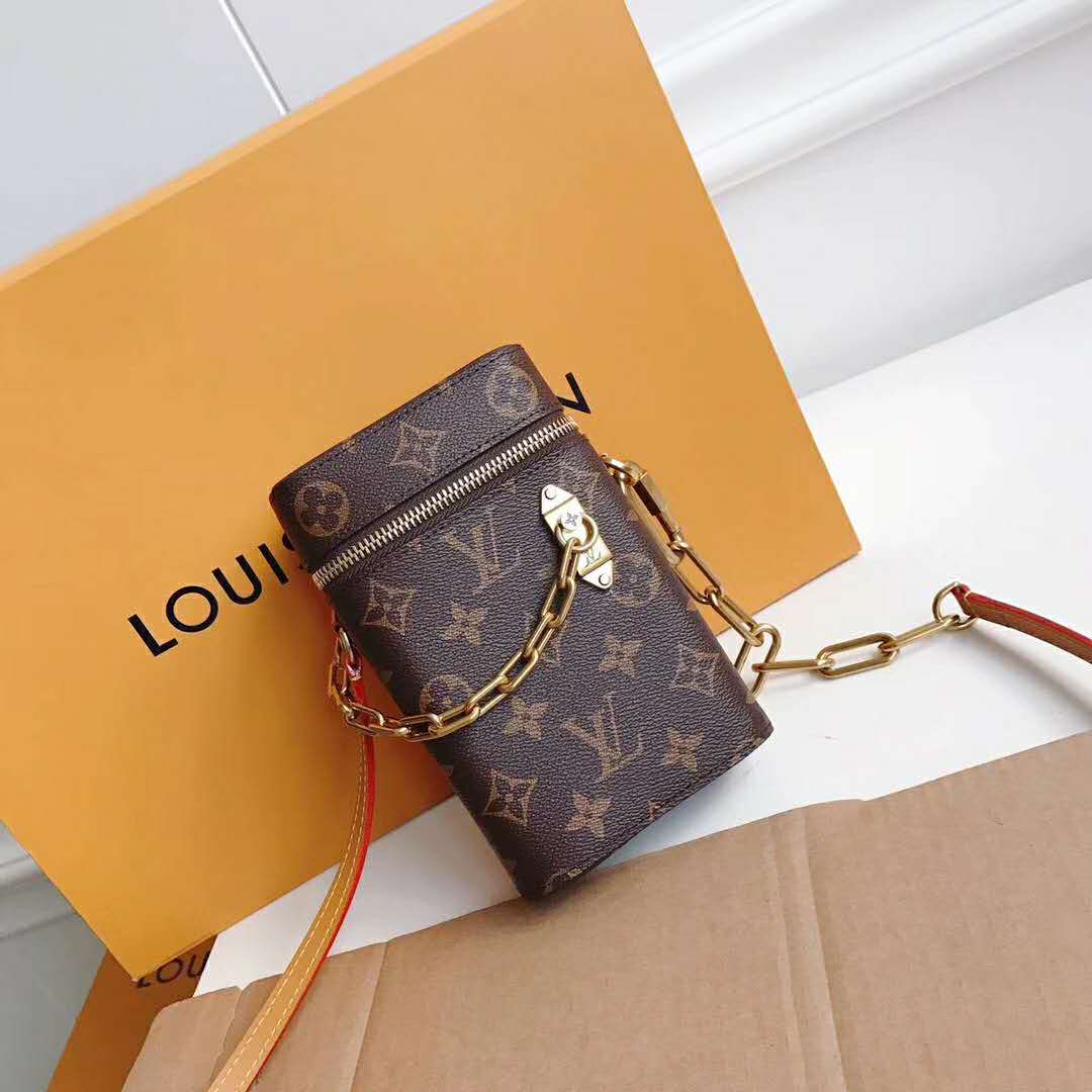 Louis Vuitton LV Unisex Phone Box Bag in Monogram Coated Canvas-Brown - LULUX