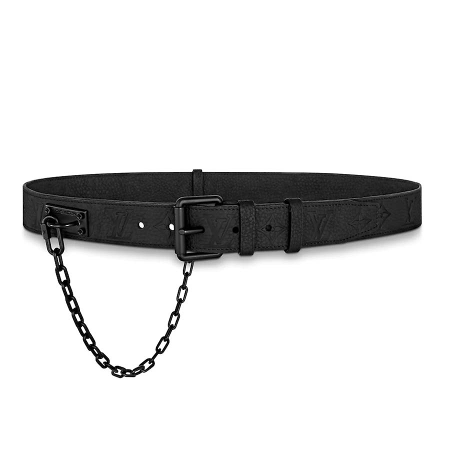 Louis Vuitton LV Unisex Signature Chain 35mm Belt in Taurillon Leather with Embossed Monogram ...